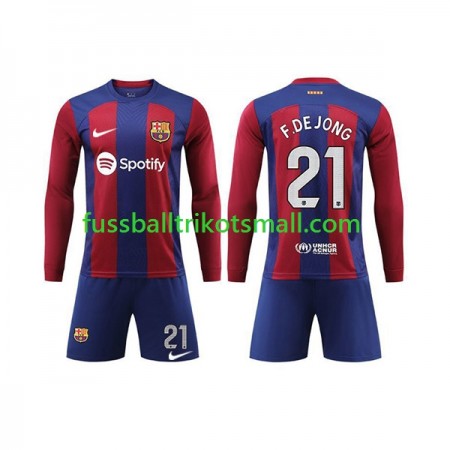 Fußballtrikots FC Barcelona Frenkie de Jong 21 Kinder 2023-2024 Langarm Heimtrikotsatz kaufen
